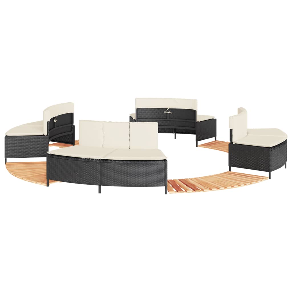 vidaXL Hottub-ombouw poly rattan en massief acaciahout zwart