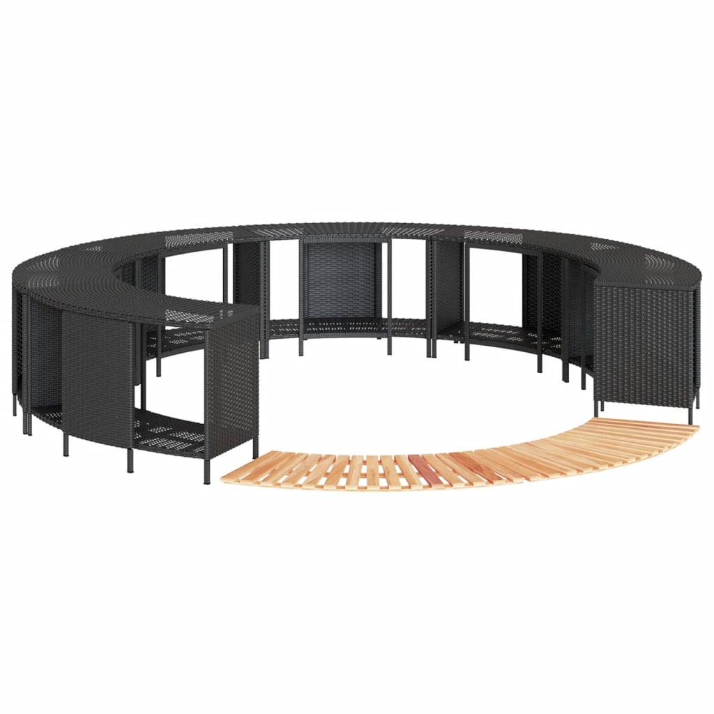 vidaXL Hottub-ombouw poly rattan en massief acaciahout zwart