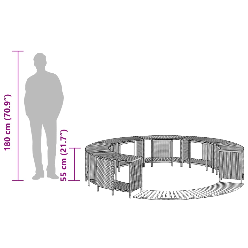 vidaXL Hottub-ombouw poly rattan en massief acaciahout zwart