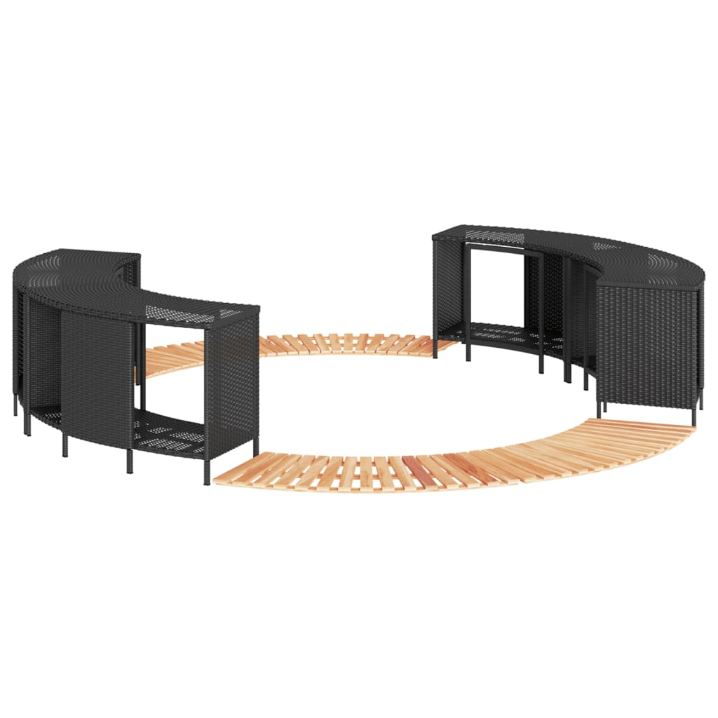 vidaXL Hottub-ombouw poly rattan en massief acaciahout zwart
