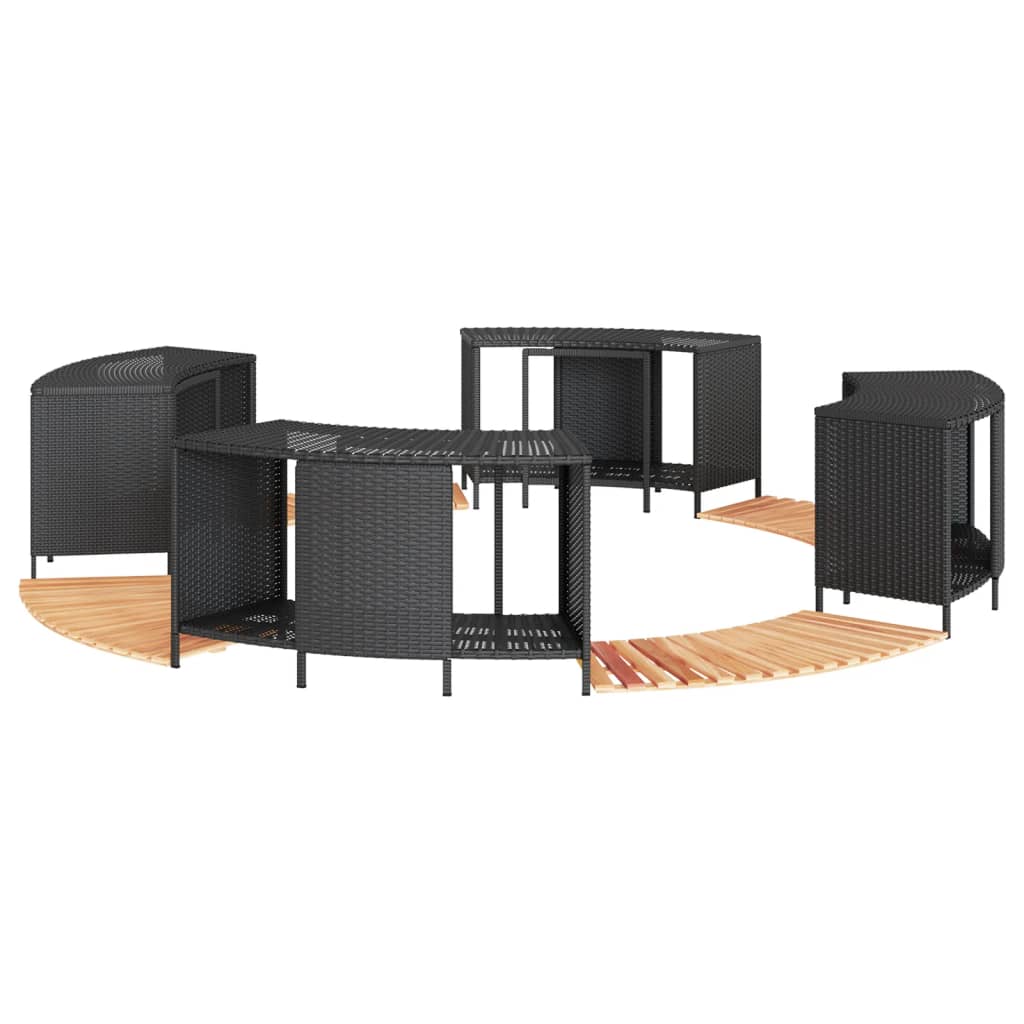 vidaXL Hottub-ombouw poly rattan en massief acaciahout zwart