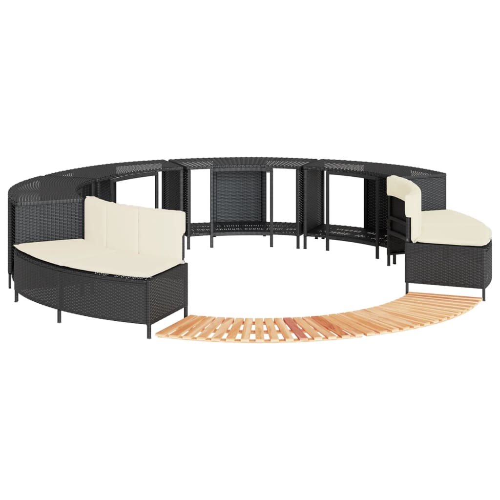 vidaXL Hottub-ombouw poly rattan en massief acaciahout zwart