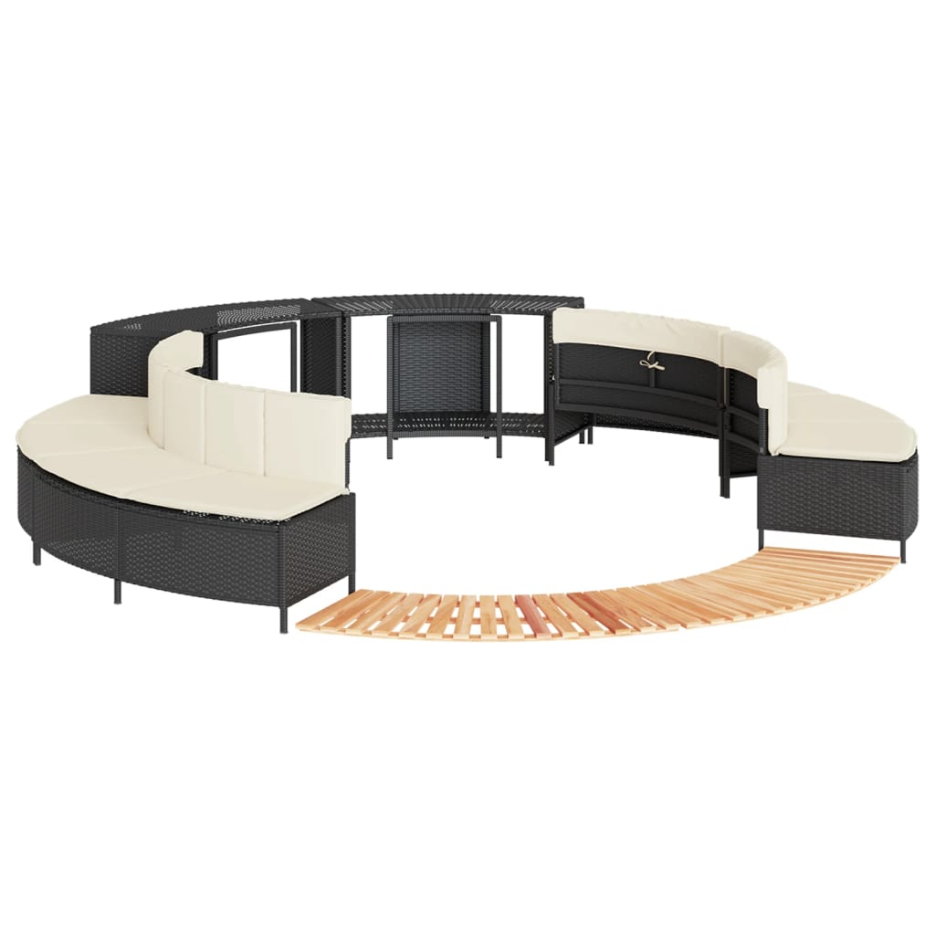 vidaXL Hottub-ombouw poly rattan en massief acaciahout zwart