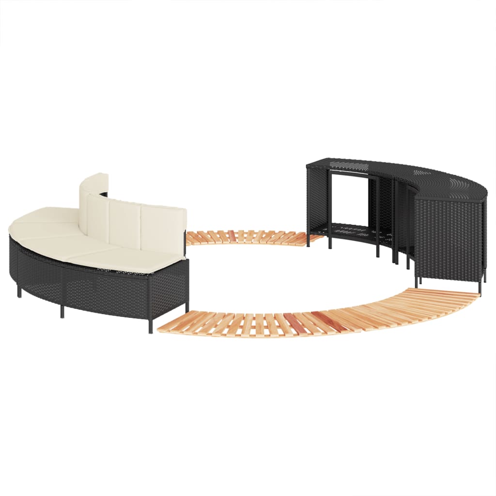 vidaXL Hottub-ombouw poly rattan en massief acaciahout zwart