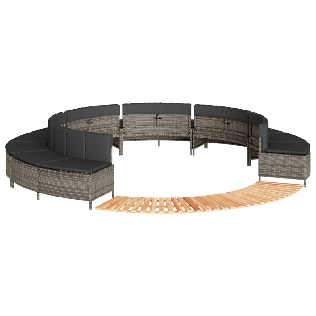 vidaXL Hottub-ombouw poly rattan en massief acaciahout zwart