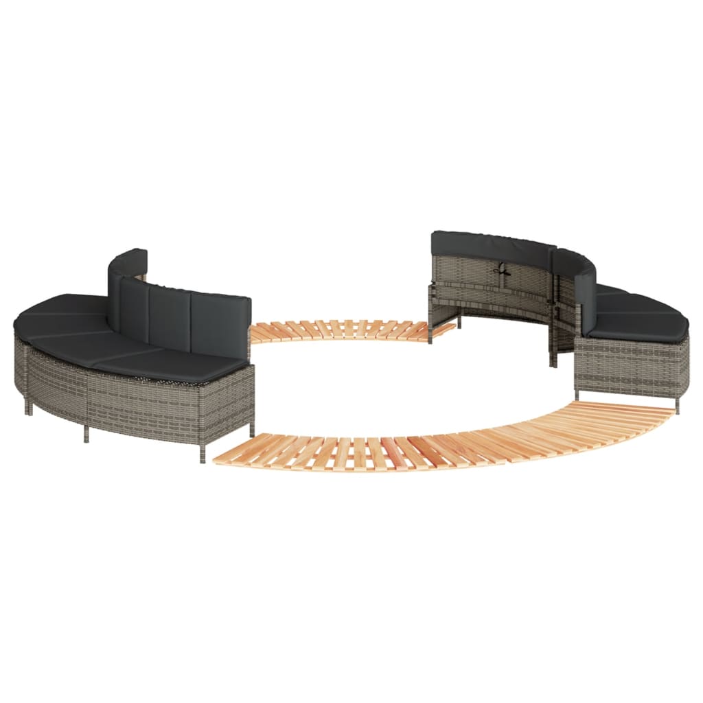 vidaXL Hottub-ombouw poly rattan en massief acaciahout zwart