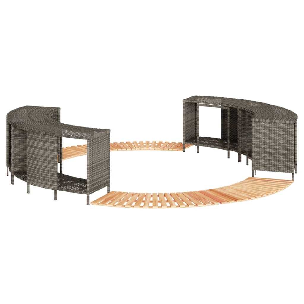 vidaXL Hottub-ombouw poly rattan en massief acaciahout zwart