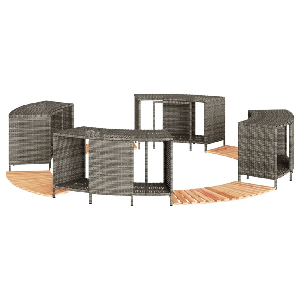 vidaXL Hottub-ombouw poly rattan en massief acaciahout zwart