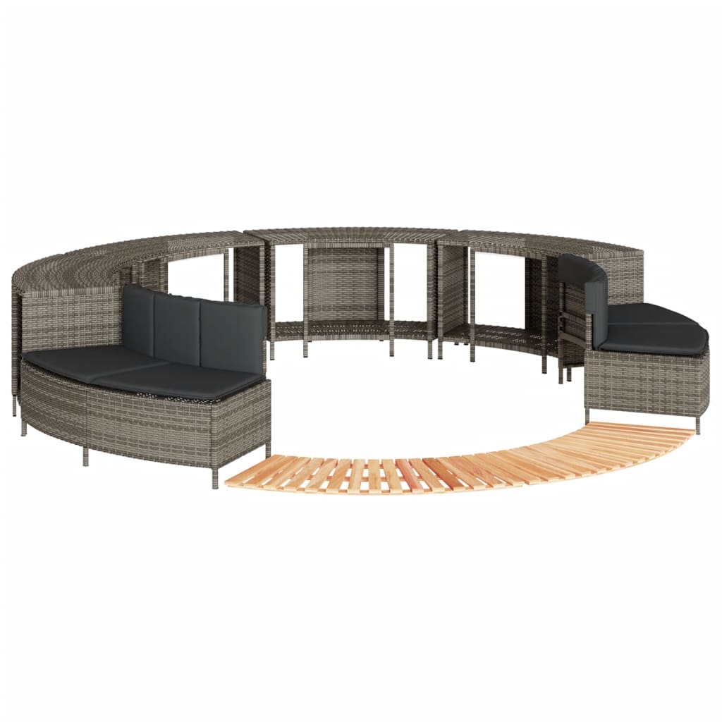 vidaXL Hottub-ombouw poly rattan en massief acaciahout zwart