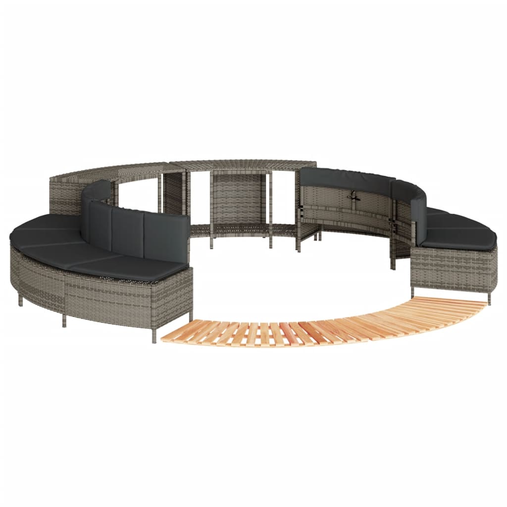 vidaXL Hottub-ombouw poly rattan en massief acaciahout zwart