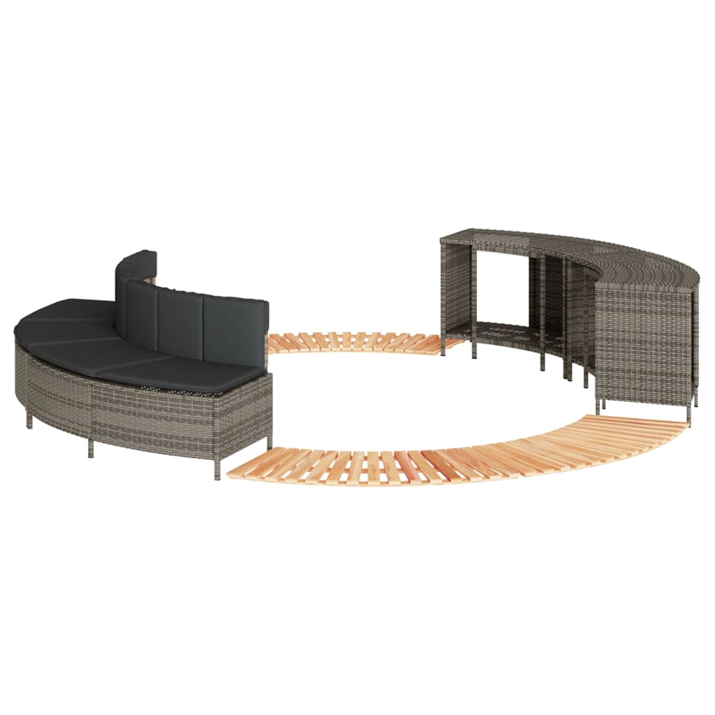 vidaXL Hottub-ombouw poly rattan en massief acaciahout zwart