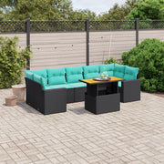 vidaXL 8-delige Loungeset met kussens poly rattan zwart