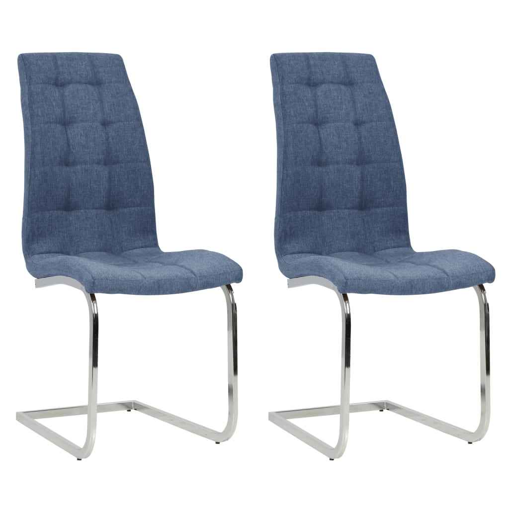 vidaXL Eetkamerstoelen 2 st stof blauw