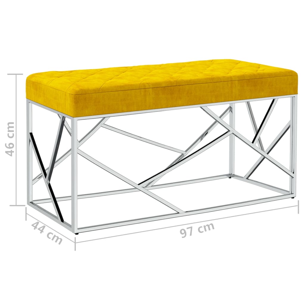vidaXL Bankje 97 cm fluweel en roestvrij staal mosterdgeel