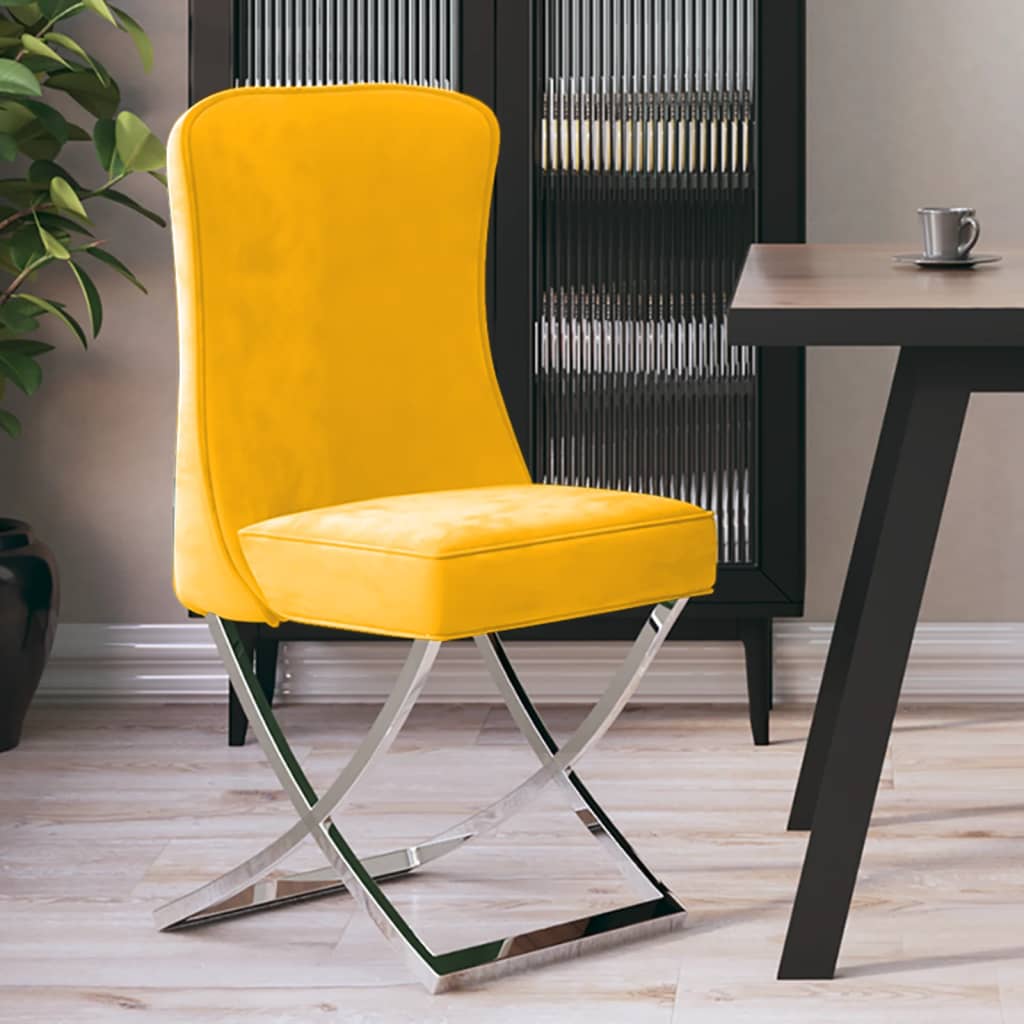 vidaXL Eetkamerstoel 53x52x98 cm fluweel en roestvrij staal bruin