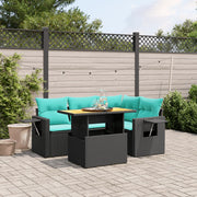 vidaXL 5-Piece Lounge Set with Cushions Poly Rattan Black