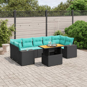 vidaXL 8-Piece Lounge Set with Cushions Poly Rattan Black