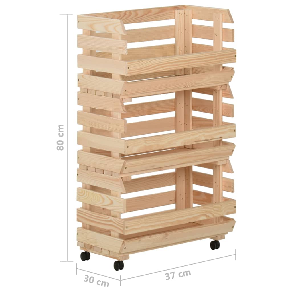 vidaXL Groentetrolley 37x30x80 cm massief grenenhout - Aashly