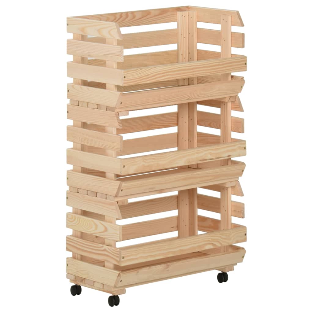 vidaXL Groentetrolley 37x30x80 cm massief grenenhout - Aashly