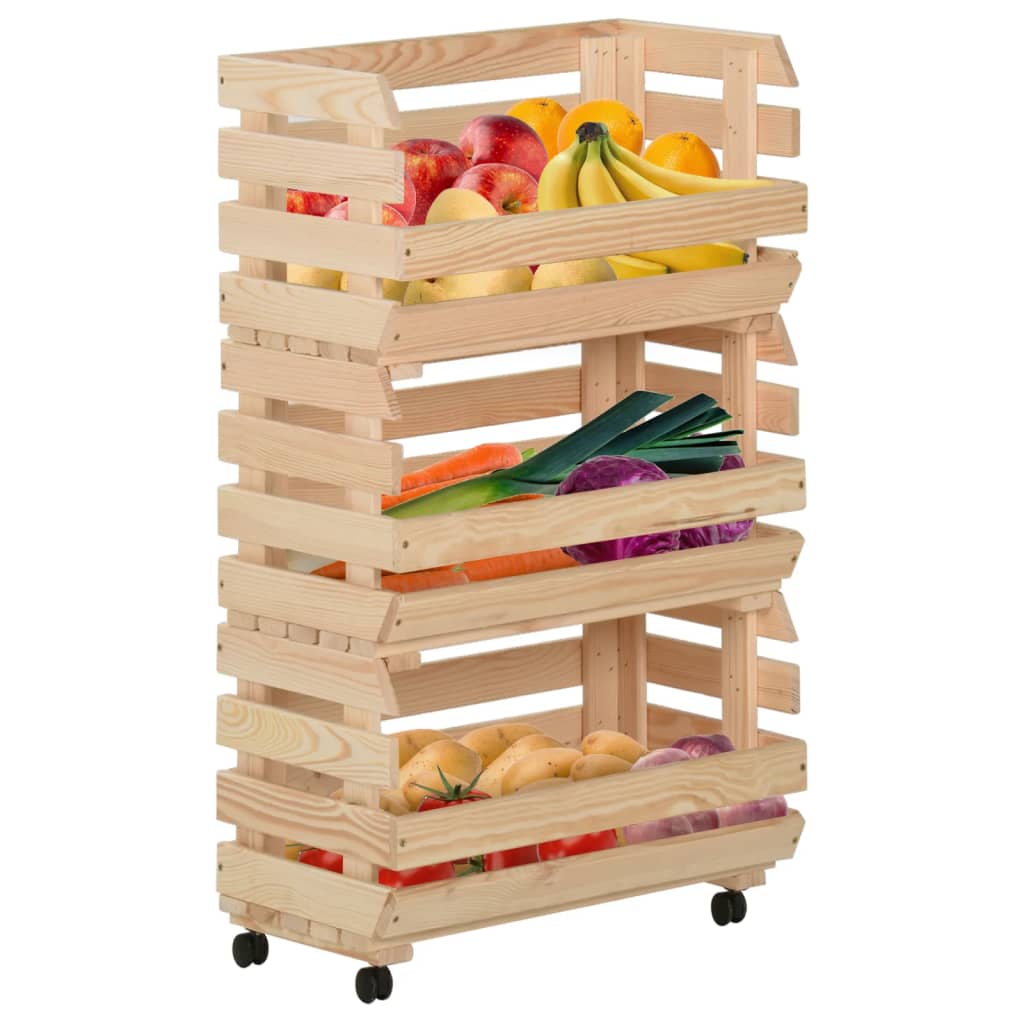 vidaXL Groentetrolley 37x30x80 cm massief grenenhout - Aashly