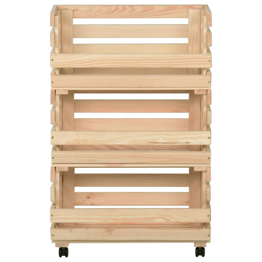 vidaXL Groentetrolley 37x30x80 cm massief grenenhout - Aashly