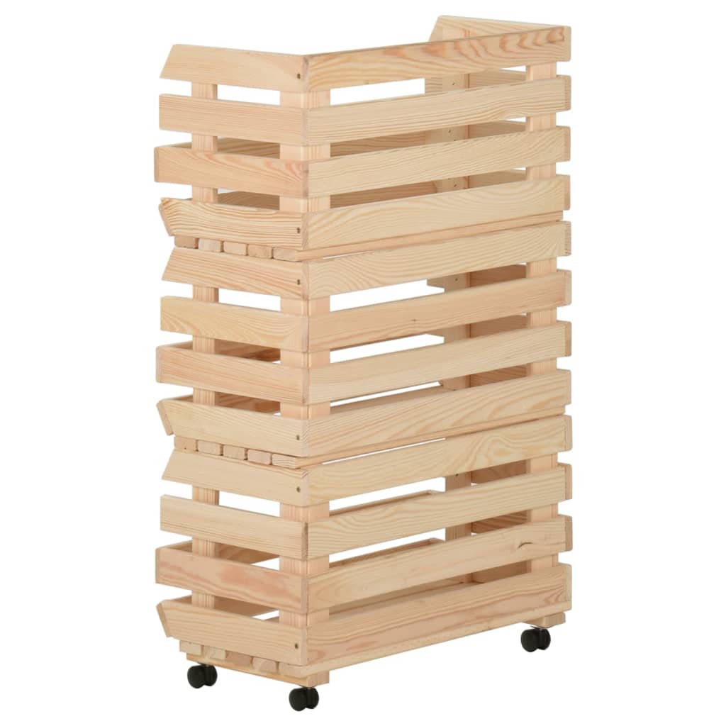 vidaXL Groentetrolley 37x30x80 cm massief grenenhout - Aashly