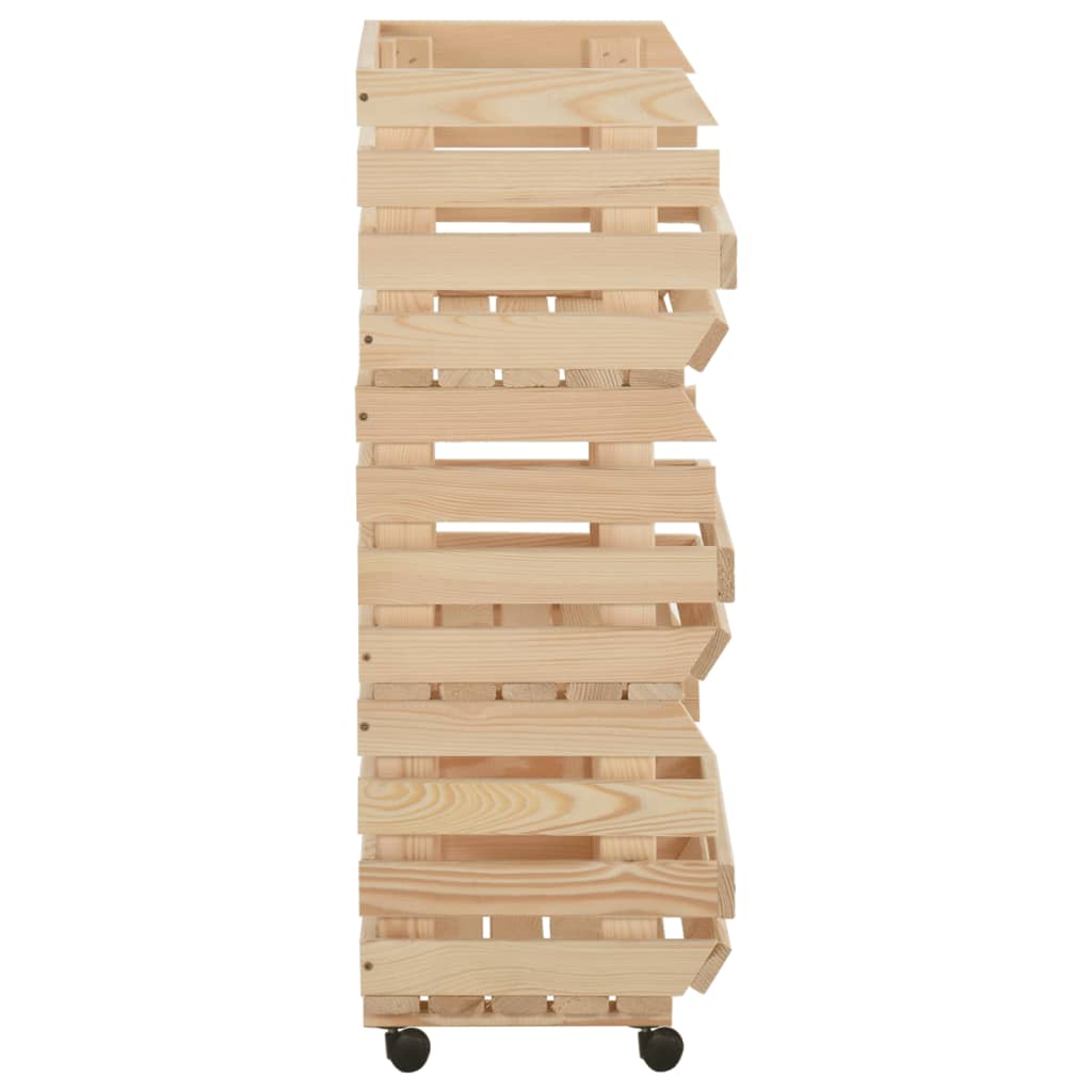 vidaXL Groentetrolley 37x30x80 cm massief grenenhout - Aashly