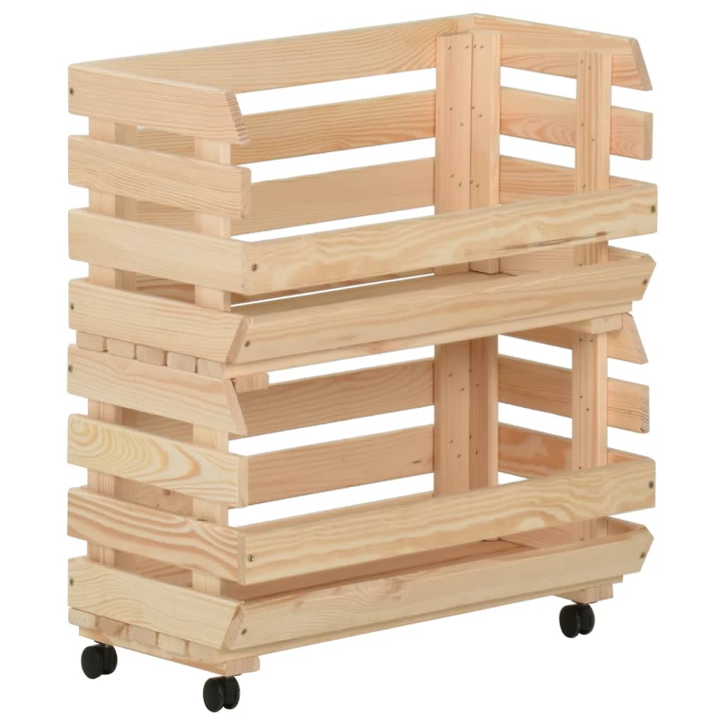 vidaXL Groentetrolley 37x30x80 cm massief grenenhout - Aashly