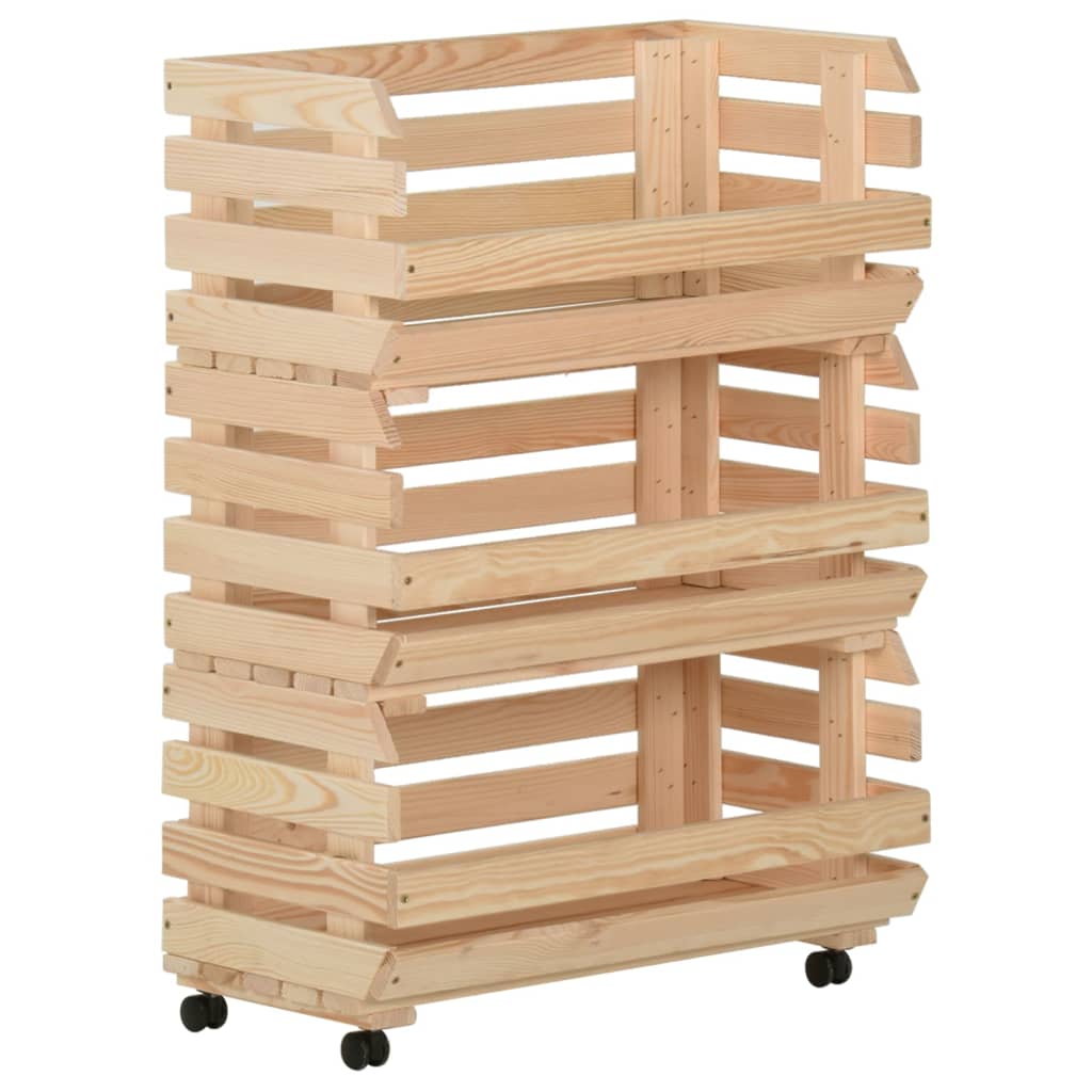 vidaXL Groentetrolley 37x30x80 cm massief grenenhout - Aashly