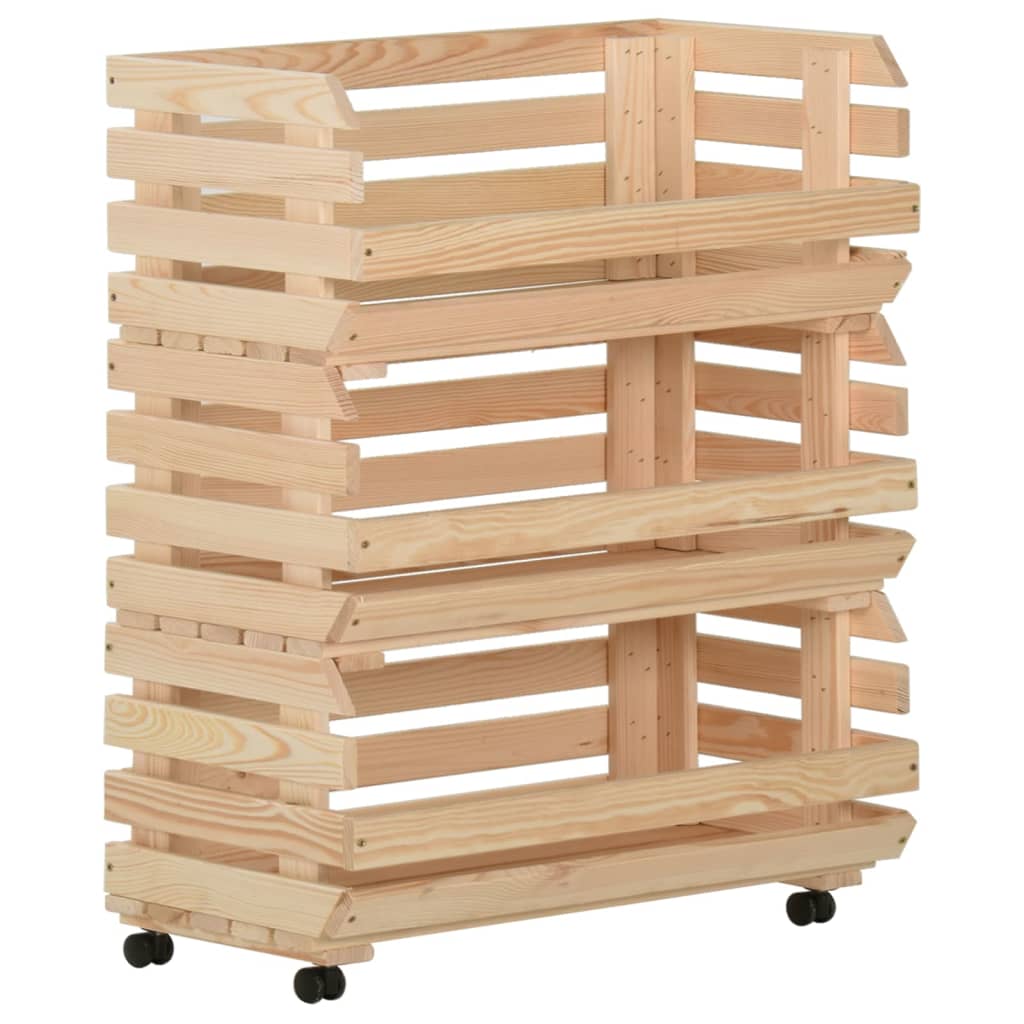 vidaXL Groentetrolley 37x30x80 cm massief grenenhout - Aashly