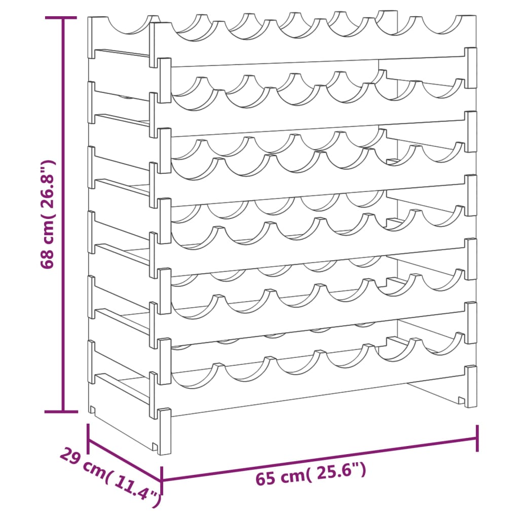 vidaXL Wijnrek 65x29x68 cm massief grenenhout bruin