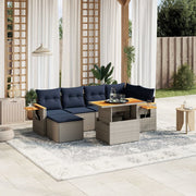 vidaXL 7-delige Loungeset met kussens poly rattan zwart