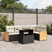 vidaXL 6-Piece Lounge Set with Cushions Poly Rattan Black