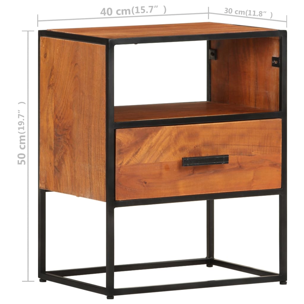 vidaXL Nachtkastje 40x30x50 cm massief acaciahout