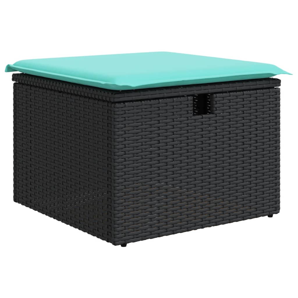 vidaXL 8-delige tuinbankset met kussens, zwart polyrotan