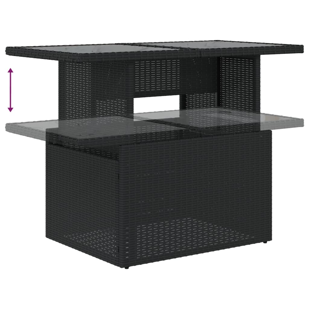 vidaXL 8-delige tuinbankset met kussens, zwart polyrotan