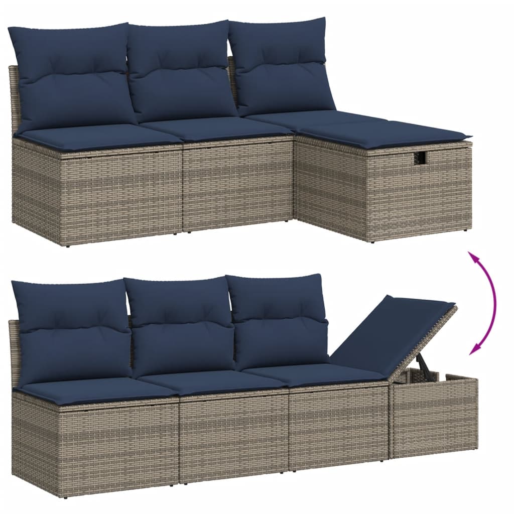 vidaXL 8-delige tuinbankset met kussens, zwart polyrotan
