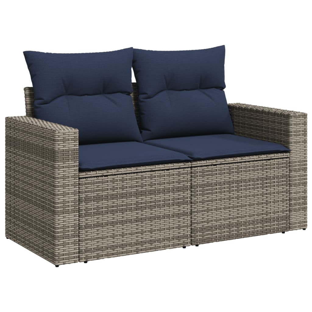 vidaXL 8-delige tuinbankset met kussens, zwart polyrotan