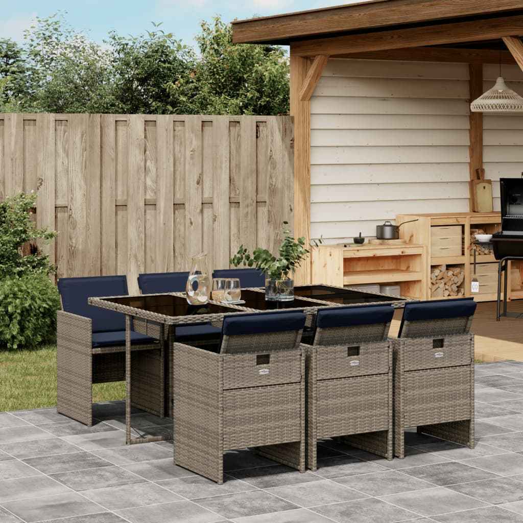 vidaXL 5-delige tuinset met kussens, grijs polyrotan
