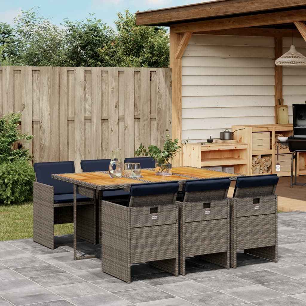 vidaXL 5-delige tuinset met kussens, grijs polyrotan