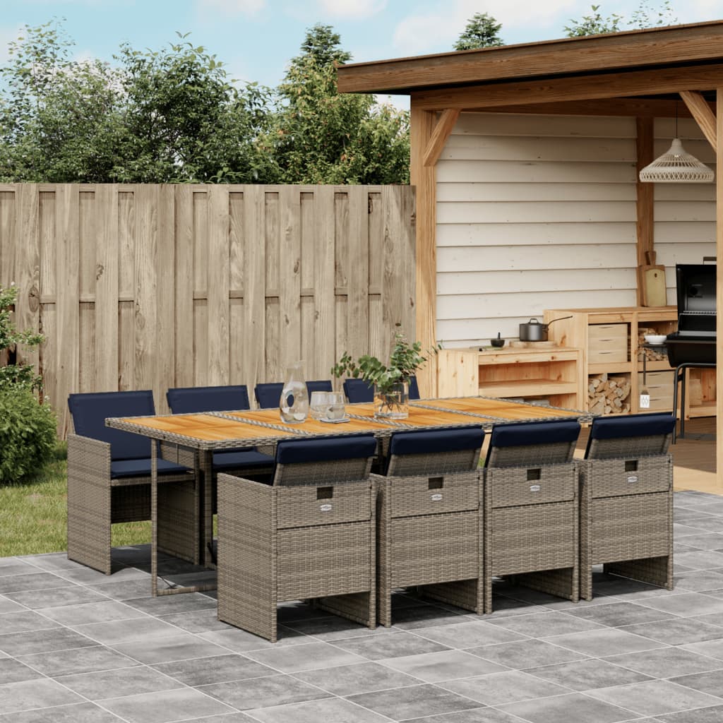 vidaXL 5-delige tuinset met kussens, grijs polyrotan