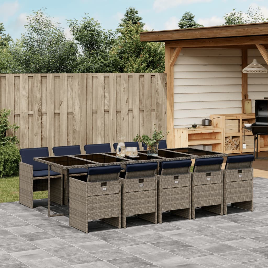 vidaXL 5-delige tuinset met kussens, grijs polyrotan