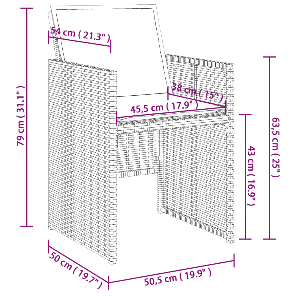 vidaXL 5-delige tuinset met kussens, grijs polyrotan