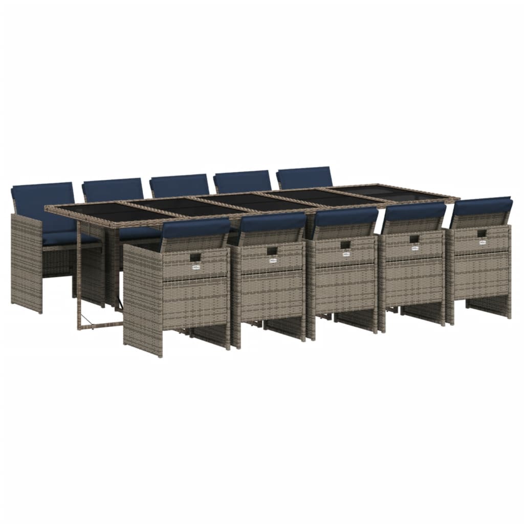 vidaXL 5-delige tuinset met kussens, grijs polyrotan