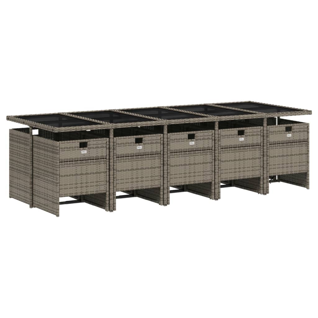 vidaXL 5-delige tuinset met kussens, grijs polyrotan