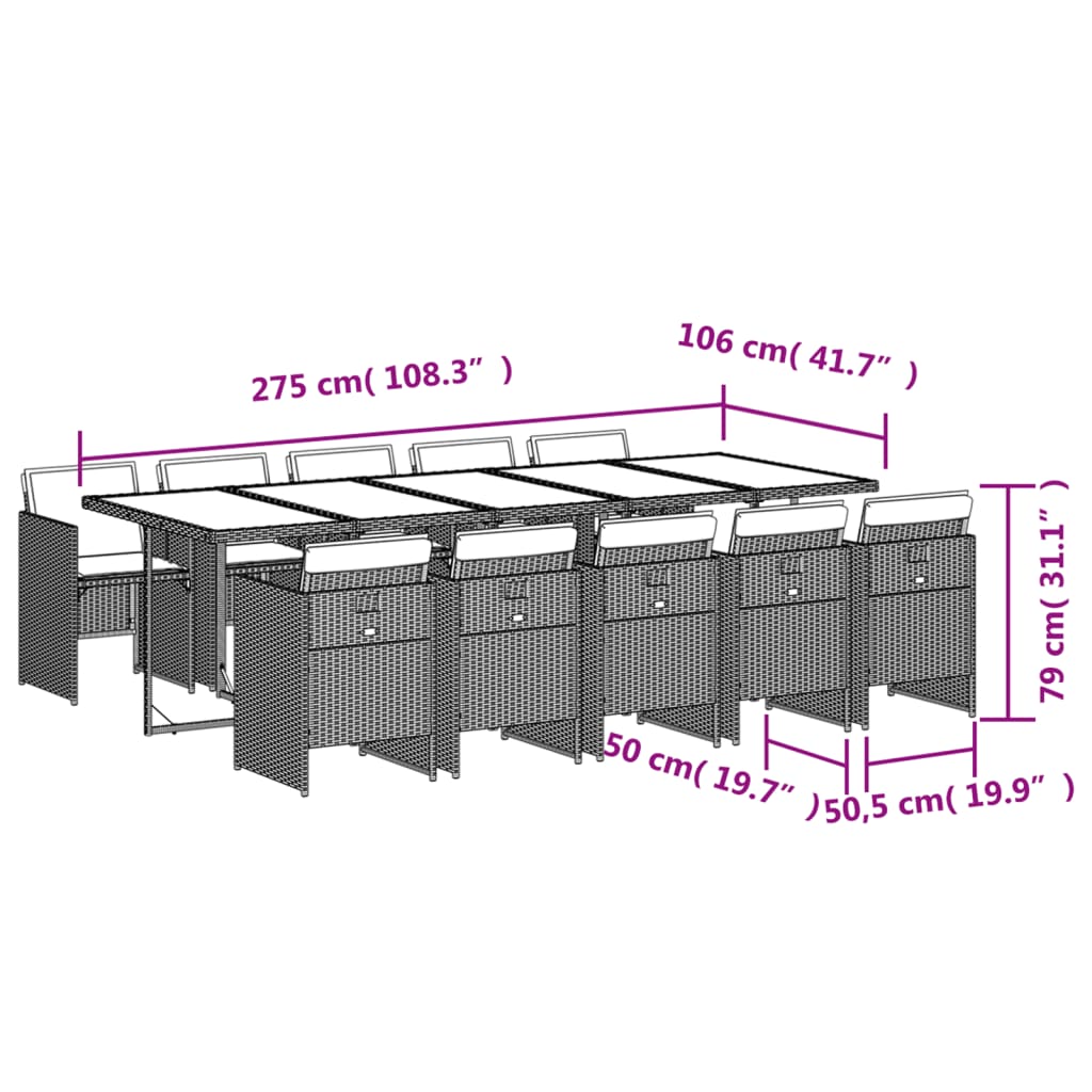 vidaXL 5-delige tuinset met kussens, grijs polyrotan