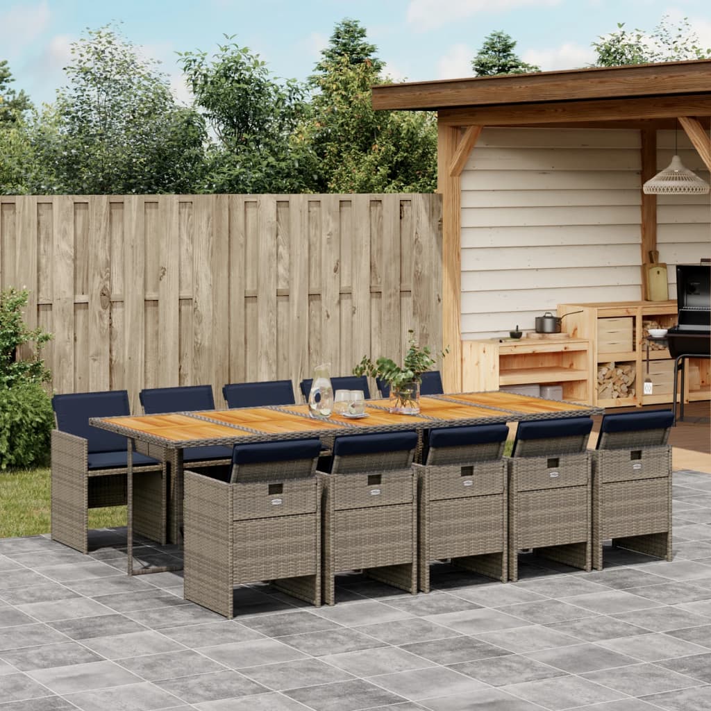 vidaXL 5-delige tuinset met kussens, grijs polyrotan