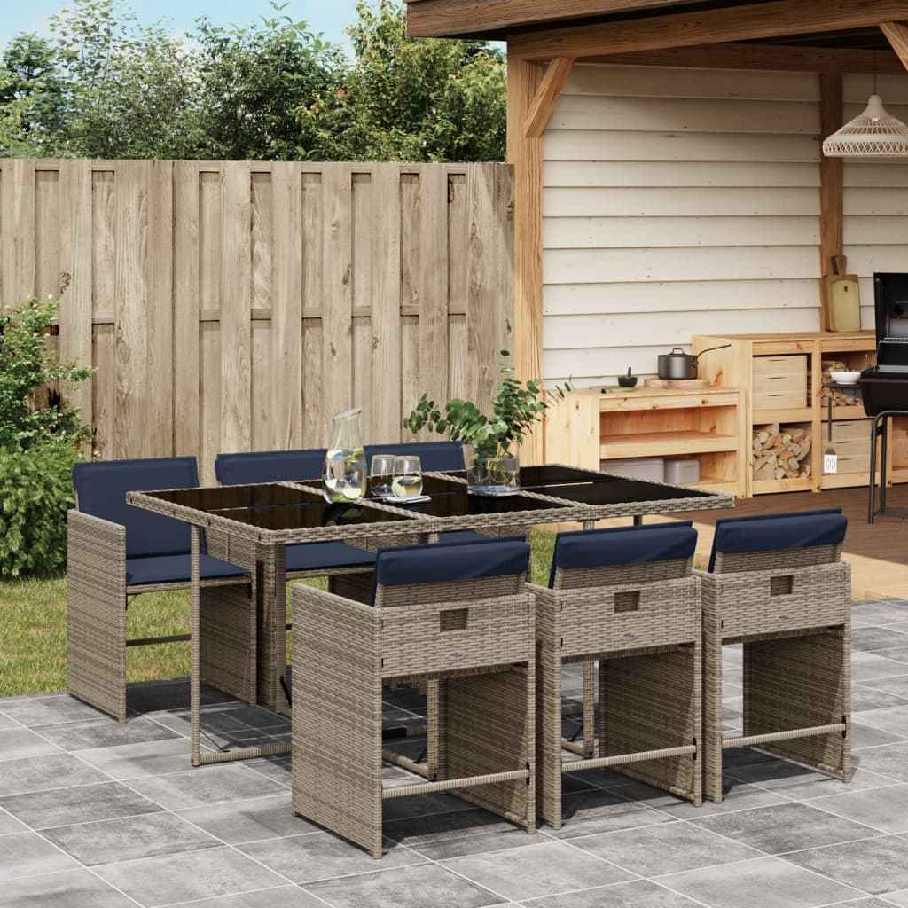 vidaXL 5-delige tuinset met kussens, grijs polyrotan