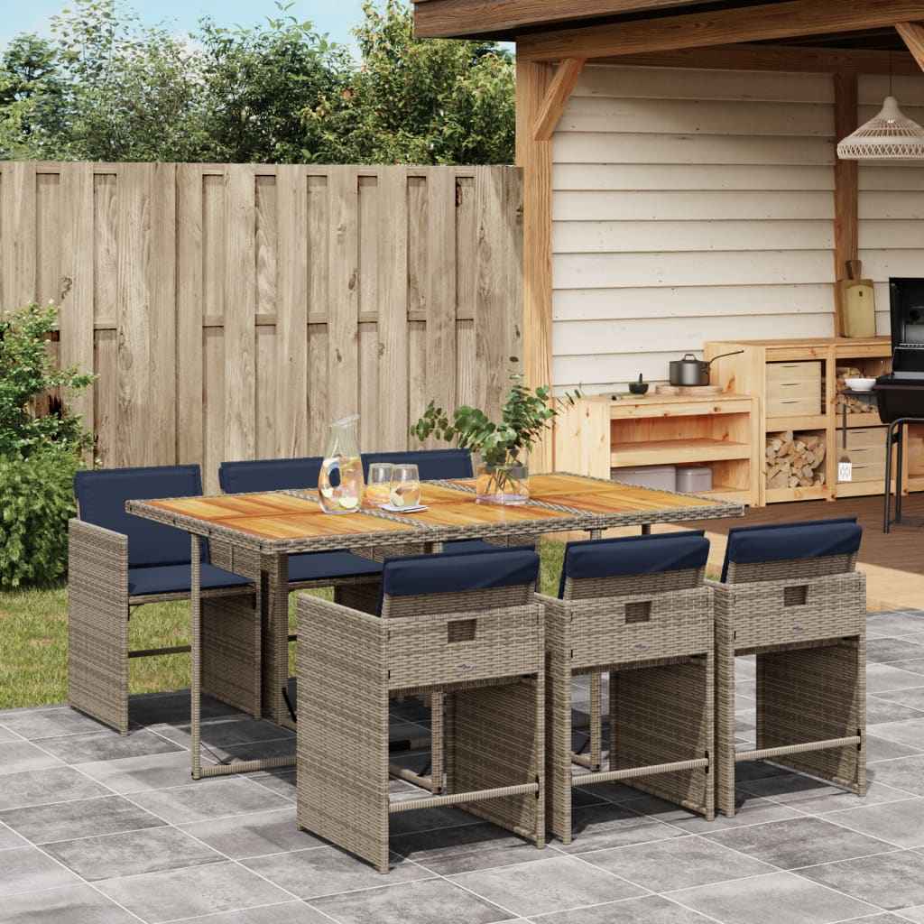 vidaXL 5-delige tuinset met kussens, grijs polyrotan