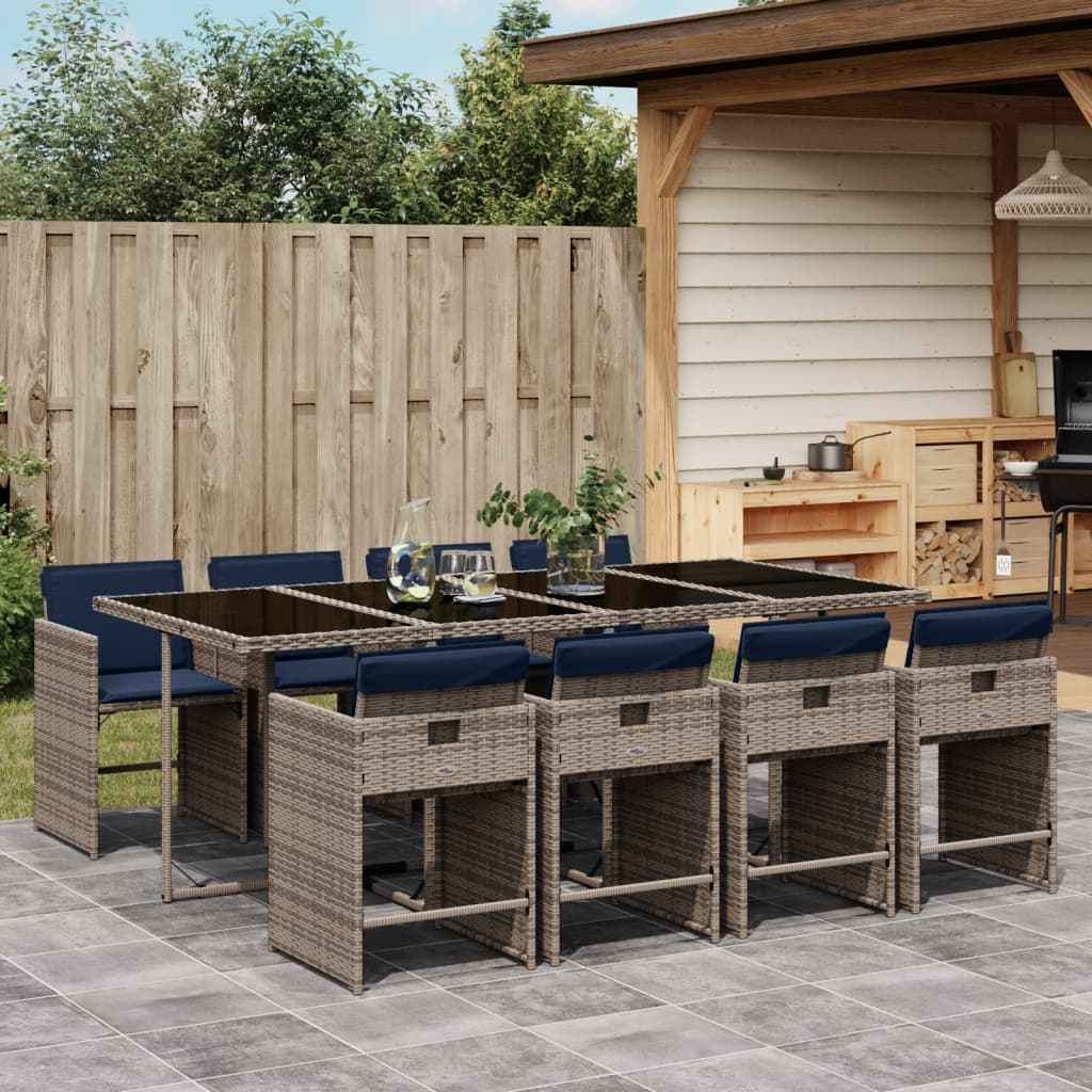 vidaXL 5-delige tuinset met kussens, grijs polyrotan